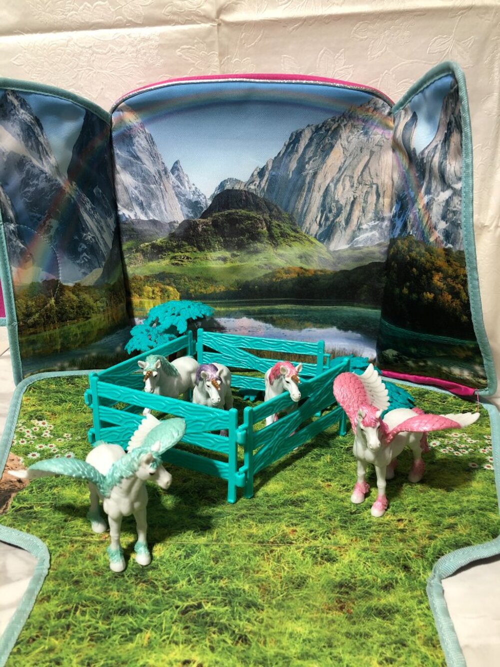 Lakeshore Fantasy Adventure Backpack Fold Out Scene Unicorns Pegasus Playset